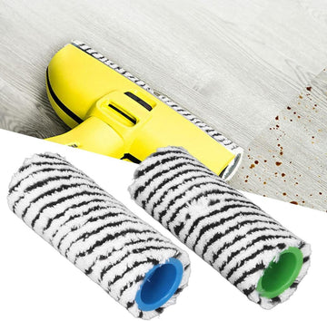 Microvezel Roller Borstel Set - Harde Vloer Cleaner - Roller Vervanging - Microfiber - Wasbaar - Nat Droog Gebruik - Karcher FC3 FC3D FC5 FC5D FC7(zwart) - 2 Pack