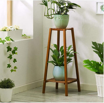 Plantenrek - Wandrek - Voor Planten - Ladder Kast - 2 Planken - 2 Laags - Plantenrek - Bamboe - Binnen/buiten