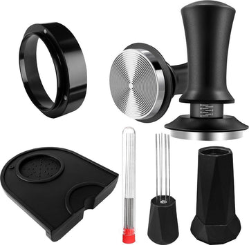 Tamperset - 5 accessoires voor koffie tampen inclusief tamper - 51 mm naalden - Wdt Tool - reservenaalden - doseerring - 51 mm tampermat - barista's beginners experts