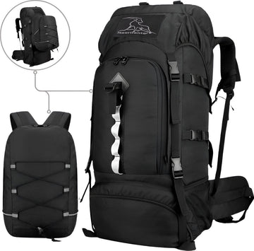 Mauritania® – 2in1 Hiking Backpack – 70L tot 100L – Kampeer – Nylon – Outdoor Wandel Rugzak – Ingebouwde Regenhoes – Reflectie – Grote XL – Backpack Organizer