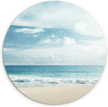WallCircle - Wandcirkel 90x90 - Strand - Zee - Zomer - Ronde schilderijen woonkamer - Wandbord rond - Muurdecoratie cirkel - Kamer decoratie binnen - Wanddecoratie muurcirkel - Woonaccessoires