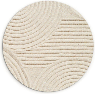 WallCircle - Wandcirkel abstract patroon 90x90 cm - Muurcirkel schilderij binnen - Wandbord rond slaap kamer - Huis decoratie woonkamer - Wanddecoratie cirkel schilderijen - Beige slaapkamer accessoires - Muurcirkels - Wonen & interieur
