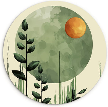 WallCircle® Wandcirkel 60x60 cm - Muurcirkel Abstract - Natuur - Kunst - Zon - Modern - Muurdecoratie woonkamer - Wanddecoratie slaapkamer - Kamer decoratie accessoires - Ronde schilderijen - Woonaccessoires binnen cirkel