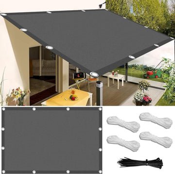 Waterdicht rechthoekig zonnezeil - 15 x 2 meter - schaduwnet - bevestigingskoord - zonwering - balkon terras tuin