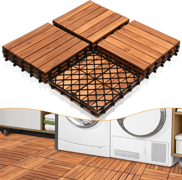 Terrastegels Tuintegels 55 stuks 5 m² Terrasplanken Balkon vloer - Kliktegels - Buiten tegels - Terrastegels hardhout Acaciahout Bruin 30 cm x 30 cm x 2,4 cm