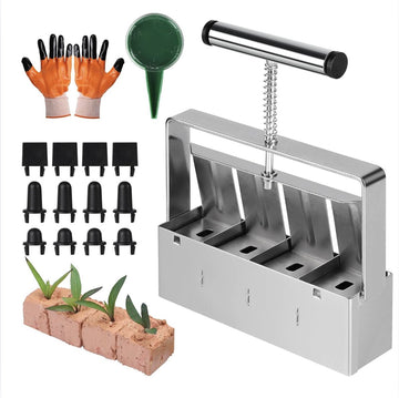 Handmatige quad-bodemblokker met comfortabele handgreep, bodemblokker-transplantatiekassen, tuin in de open lucht voor zaailingen, stekken, kassen