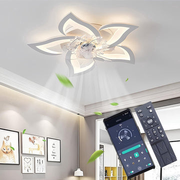 Chandelix - Plafond Ventilator Lamp - 55 CM - Smart Lamp - 6 Standen - Dimbaar - Wit - Kroonluchter Ventilator - Chandelier Fan - Woonkamer Lamp - Ventilator Lampen - Eetkamer lamp - Slaapkamer lamp