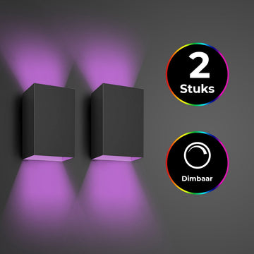 Bolt Electronics® – Wandlamp binnen – RGB – LED verlichting – Bedlamp - Zwart - 2 stuks