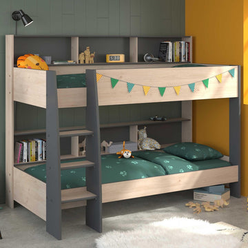 Parisot Stapelbed Leo - Eik/Grijs – 90x200