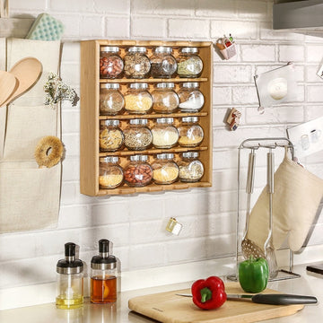 Decopatent® Kruidenrekje ophangbaar - Kruidenrek inclusief 16 kruidenpotjes - Bamboe Hout - 4 laags