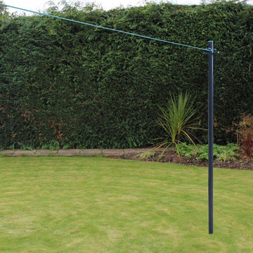 Pole Post met Waslijn en Bodemhuls - Zware Donkergrijs Blauwgroen - 24 m washing line