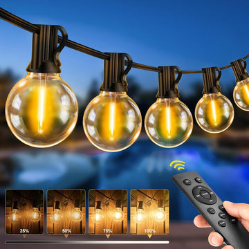 Lichtsnoer Voor Buiten Binnen - Lichtslinger - Inclusief 26 G40 LED lampen - 15 Meter - Waterdicht - 2700K - Dimbaar met Afstandsbediening - Lichtsnoer Buiten Voorveranda, Terras, Tuin, Achtertuin, Balkon