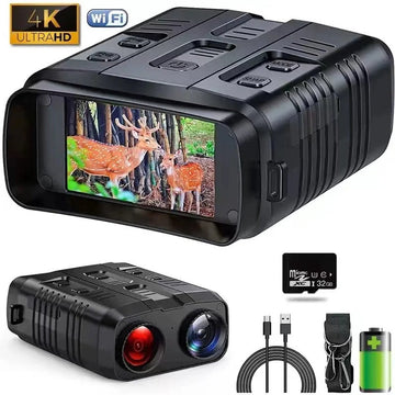 ProductPlein - Nachtkijker 4K - Verrekijker - Nachtkijker met Infrarood - Nightvision - 800m Nachtzicht - Verrekijker met Nachtzicht - Incl. 64GB SD kaart, Opbergtas - Zwart