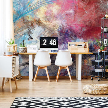 Fotobehang - Vlies Behang - Kleurrijke Abstract Kunst Schilderij - 254 x 184 cm
