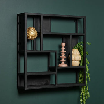 Wandrek industrieel - Wandschap - Wandrek metaal zwart Daan - metalen wandrek 75 cm