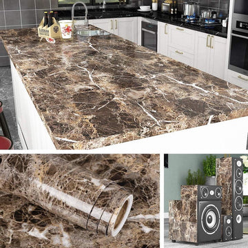 5 meter x 60 cm breed marmer plakfolie - meubelfolie voor keukenwerkblad en tafel - zelfklevende decoratie folie