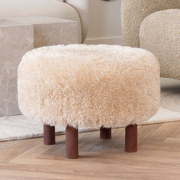 Fluffy Poef Minna Licht Bruin