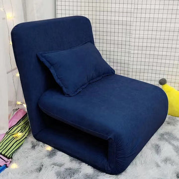 Luxe Slaapfauteuil Blauw - Uitvouwbaar met kussen - Fauteuil - Ligstoel - Stoelbed – Bedbankje – Slaapbankje – Logeerbed - logeerstoel - Salon - Slaapkamer - Woonkamer - Babykamer - Trendy