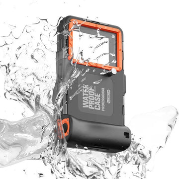Waterdichte Telefoonhoes Universele Smartphone Duiken Cover - Zwemmen Snorkelen Onderwater - iPhone 14 Pro Max 13 11 Samsung S23 Ultra S22 S9 Huawei Google OnePlus Xiaomi Motorola - Zwart/ Oranje