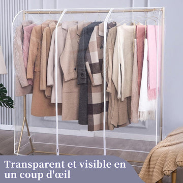 Transparante Kledingstuk Rail Cover - Sterke Rits en Document Pocket - HTML Content Needed Hoes voor kledingrek