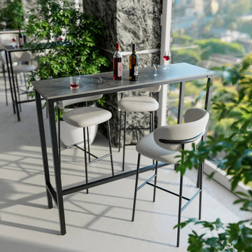 Statafel - Bartafel Keuken - Luxe Staantafel - Keukeneiland - Partytafel - Barmeubel - Voor Binnen & Buiten - 120x40x105 Cm - Marmer - Wit