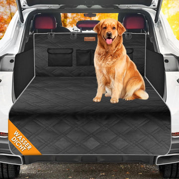 Kofferbak Beschermhoes - 5 Laags & Waterdicht - Hondendeken Auto Hoes voor Hond - Eenvoudig te Reinigen - Incl. 4 Zakken & Kwaliteitsvolle Gesp - Zwart/Grijs