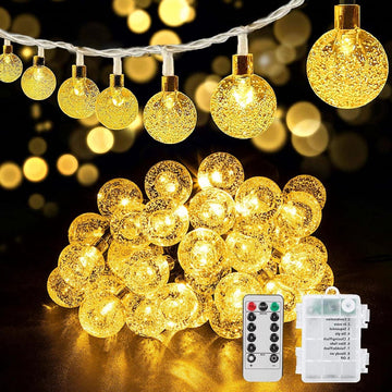 Lichtsnoer buiten - 85 m 80 leds op batterijen - 8 modi - IP67 waterdicht - afstandsbediening - Halloween Kerstmis - tuindecoratie - warmwit