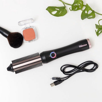 Föhnborstel Draadloze Zwart-Roze 2-in-1 Stylingtool met Ionische Technologie