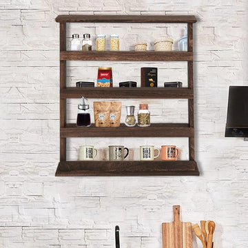 Rakmishop - Houten Kruidenrek - Kruidenrek ophangbaar - Kruidenrek voor kruidenpotjes - Wandrek voor kruidenpotjes