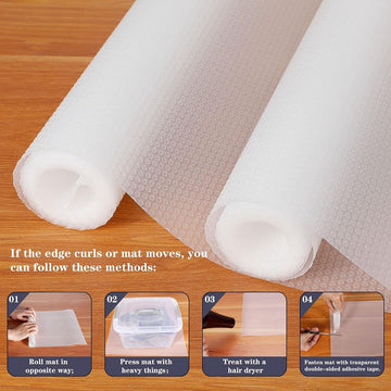 60cmx500cm Plankvoeringen, Lijmvrij Keukenkast Lade Matten, EVA Antislipmatten, Waterdichte Wasbare Koelkast Matten, Meubelbeschermer, Plastic Bedekking (Transparant Punt)