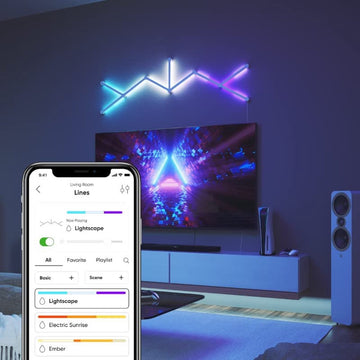 Jsk-P22 LED Smart Wandlamp Set - 9 Stuks - Wit - RGBIC Lichtbalk - 16 Miljoen Kleuren - DIY Sfeerverlichting Lamp - Incl 3 Modi Wifi, App, Bluetooth - Gaming Accesoires - Voor Woonkamer, Kinderkamer, Game Room Decoratie