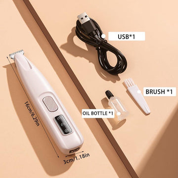 Poottrimmer met ledlicht waterdicht - Oplaadbare trimmer voor honden en katten - Poten ogen oren gezicht (wit)