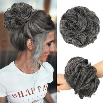 Haarknot Haarstukje Haar Bun Synthetische Golvend Krullend Elastiek Haar Knot Paardenstaart Haarextensies Dikke Updo Haarstukken voor Vrouwen Meisjes 1PCS