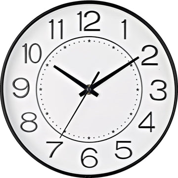 Wandklok 25,5 cm stille niet-tikkende klok ronde muurdecoratie, wandklokken voor woonkamer keuken kantoor (wit zwart)