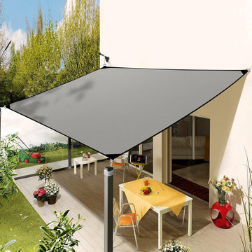 Rechthoekig zonnezeil, 3 x 4 m, vierkante polyester luifel met ogen en bevestigingstouwen voor tuin, terras, camping, buitenruimte, weerbescherming, 95% UV-bescherming, waterdicht,