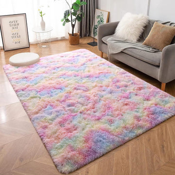 Pluche tapijt - rond - grote maat - moderne woonkamer - zacht en pluizig - voor kindermeisjes - slaapkamer/kinderkamer - regenboog - 80 x 150 cm vloerkleed