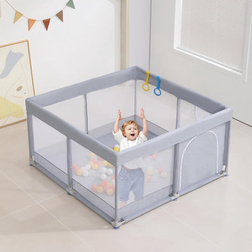 Babybox, Baby Playpen, Playpens for Babies, Large Playpen for Toddlers, Recreation Area, Sturdy Safety Baby Play Yard Fence,Baby Gate Playpen (120x120cm, Gray)