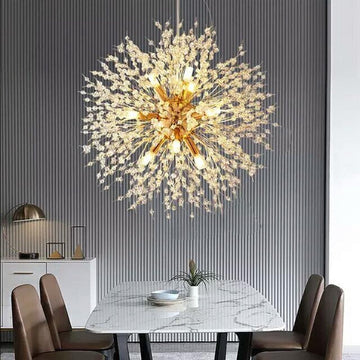 Xtraworks - Vuurwerk / Paardenbloem Kroonluchter - Goudkleurig - 50cm - Inclusief lamp peertjes / gloelampen