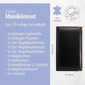 Manicureset 10-delige ijdelheid manicure - pedicure set Duitsland - Premium stalen teennagel - vingernagel trimmer - nagelriemsnijder pincet - nauwkeurige teennagel vingernagel verzorging.