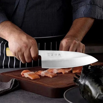 Japanse Sushi Sashimi Zalm Scherpe Keukenmessen Vleesmes Snijden Vis Rauw Mes Slager Chef Mes Mes Right-Handvat Met Doos