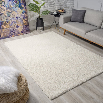 Loca Shaggy Vloerkleed Creme - 120x170 CM - Vloerkleed Hoogpolig - Tapijt Woonkamer, Slaapkamer