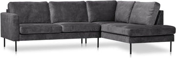 Hoekbank Maxima-Velvet rechts- kleur Antraciet