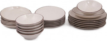 Asir Serviesset - Dinerset (24 Stuks). Room - Serveerbord: 25x25x3 cm (6 stuks) Bord: 21x21x4 cm (6 stuks) Schaal: 16x16x5,5 cm (6 stuks) Dessertbord: 21x21x2,5 cm ( 6 stuks) 100% PORSELEIN