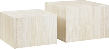 Salontafel set Jip Travertin - MDF - Vierkant - 58x58cm - Hoogte 40 cm