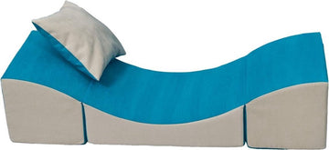 Blauw beige kinderbank van 20 bij 120 bij 40 cm, gewicht: 250 gram