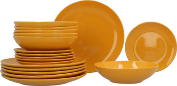 4goodz Porseleinen Servies 6 persoons 18-delig - glimmend Geel