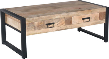 SALE! 1x Salontafel Mango - met lades - 120 x 60 cm - Stalen onderstel - Mango hout