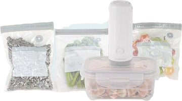 Vacuum sealer set - 3 bakjes - 3 zakjes - sealer - organizer