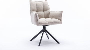 Eetkamerstoel - Stoel - Dynasty - Met arm - Stof alpine - boucle stof - Naturel 01 - Draaibaar