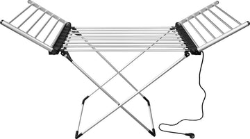 Eleganca Elektrisch Droogrek - 147 x 54 x 94 cm – Verwarmd Wasrek – Elektrisch - Inklapbaar - Zwart/Zilver